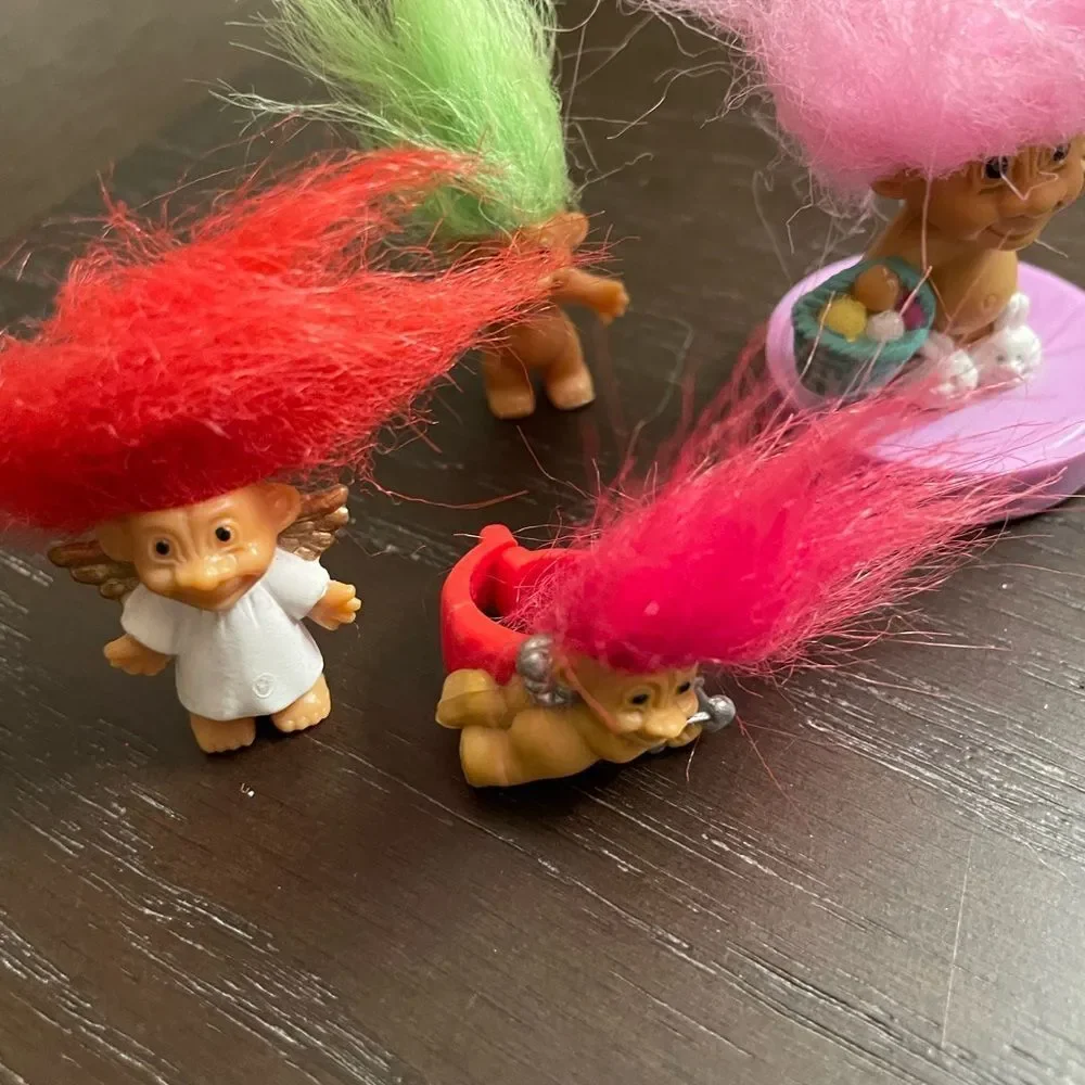 Russ Vintage Troll Lot Cupid Ring Pencil Toppers Easter lot of 9